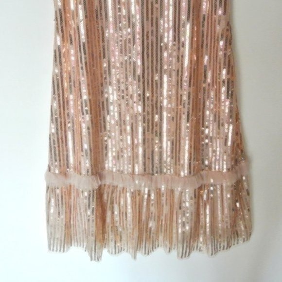 SEE THE SHADES Ruffle Trim Sequined Midi Dress S - Picture 7 of 11